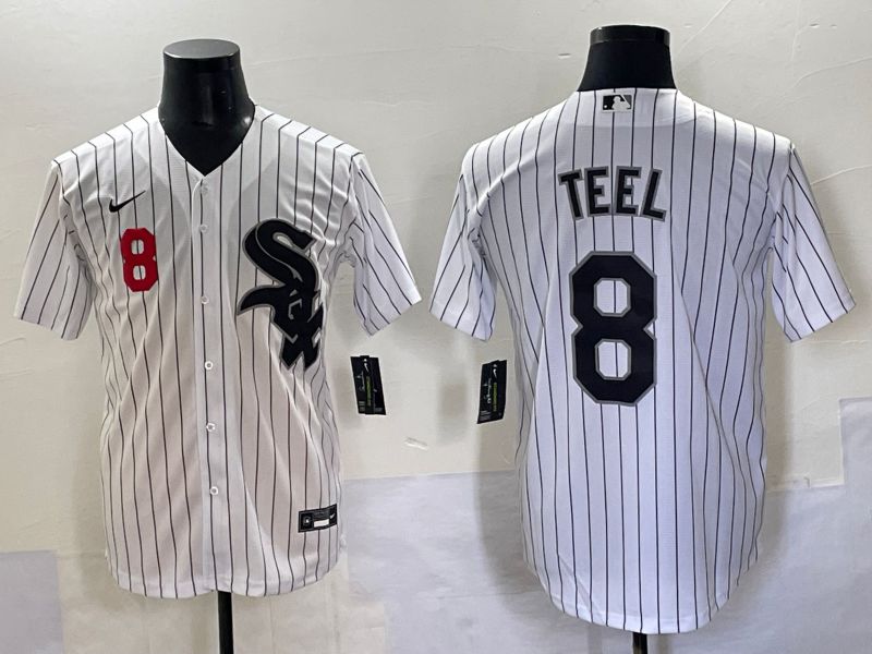 Men 2025 Chicago White Sox #8 Teel White Stripe Game Nike MLB Jersey style 6